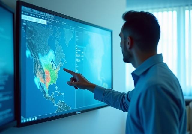 Consultant reviewing weather data reports